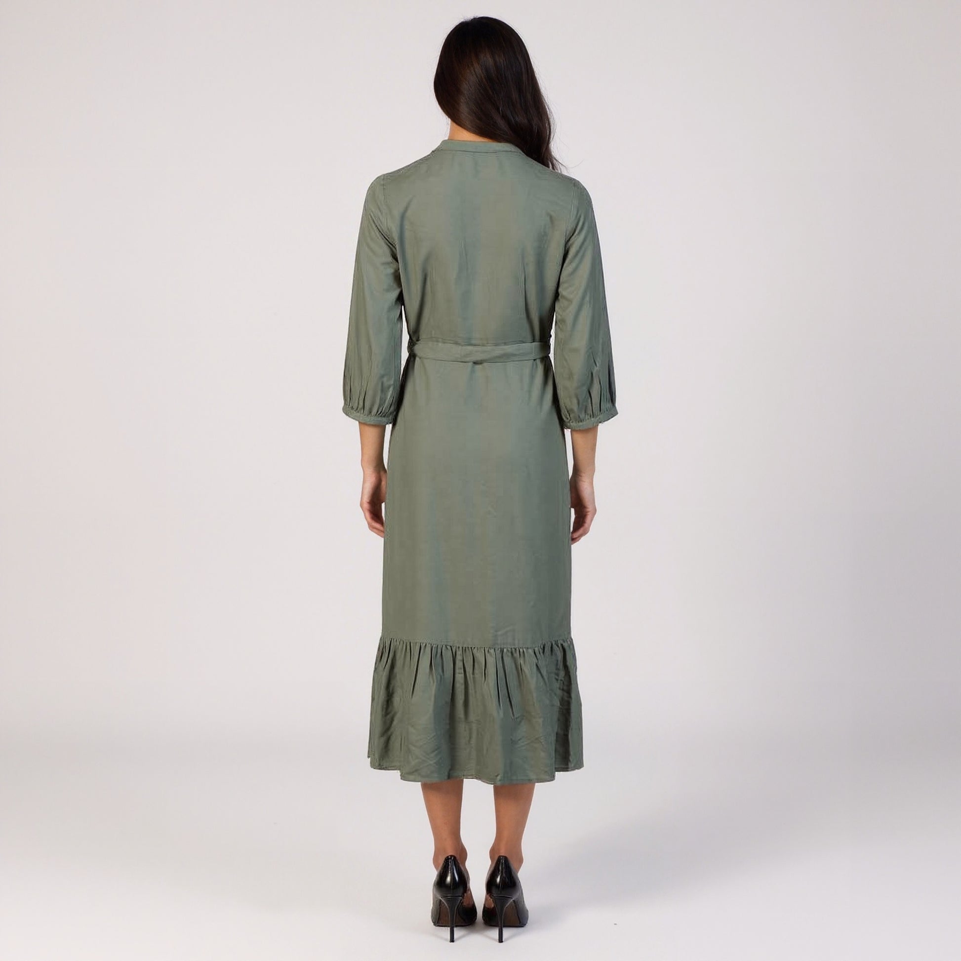 Button Down Tiered Schiffli Dress