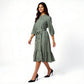 Button Down Tiered Schiffli Dress