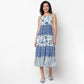 Printed Square Neck Flared Strapy Tiered Dress