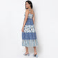 Printed Square Neck Flared Strapy Tiered Dress