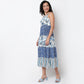 Printed Square Neck Flared Strapy Tiered Dress