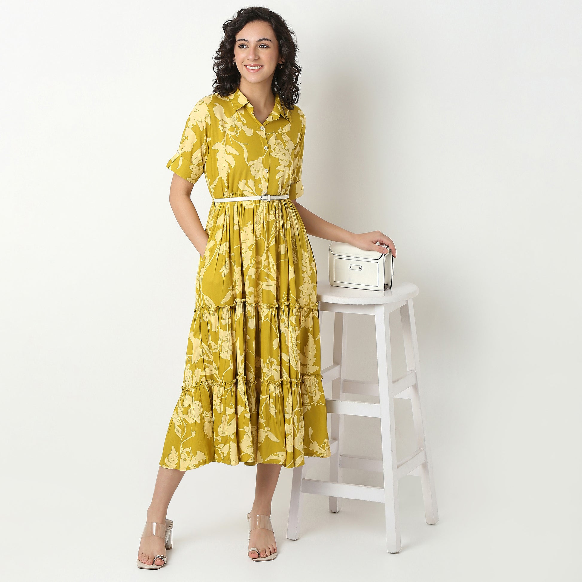 Printed Rayon Flared Dress