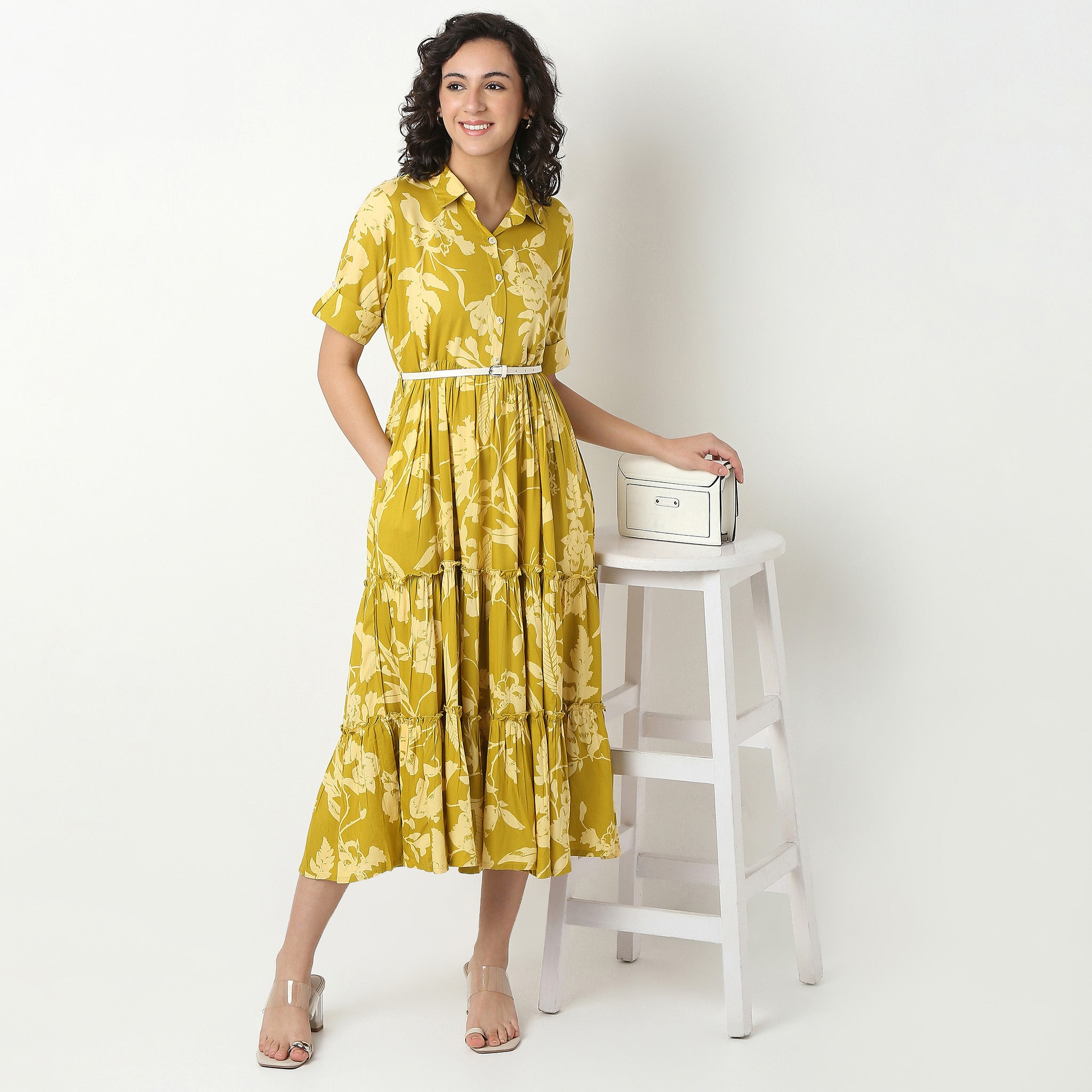 Printed Rayon Flared Dress