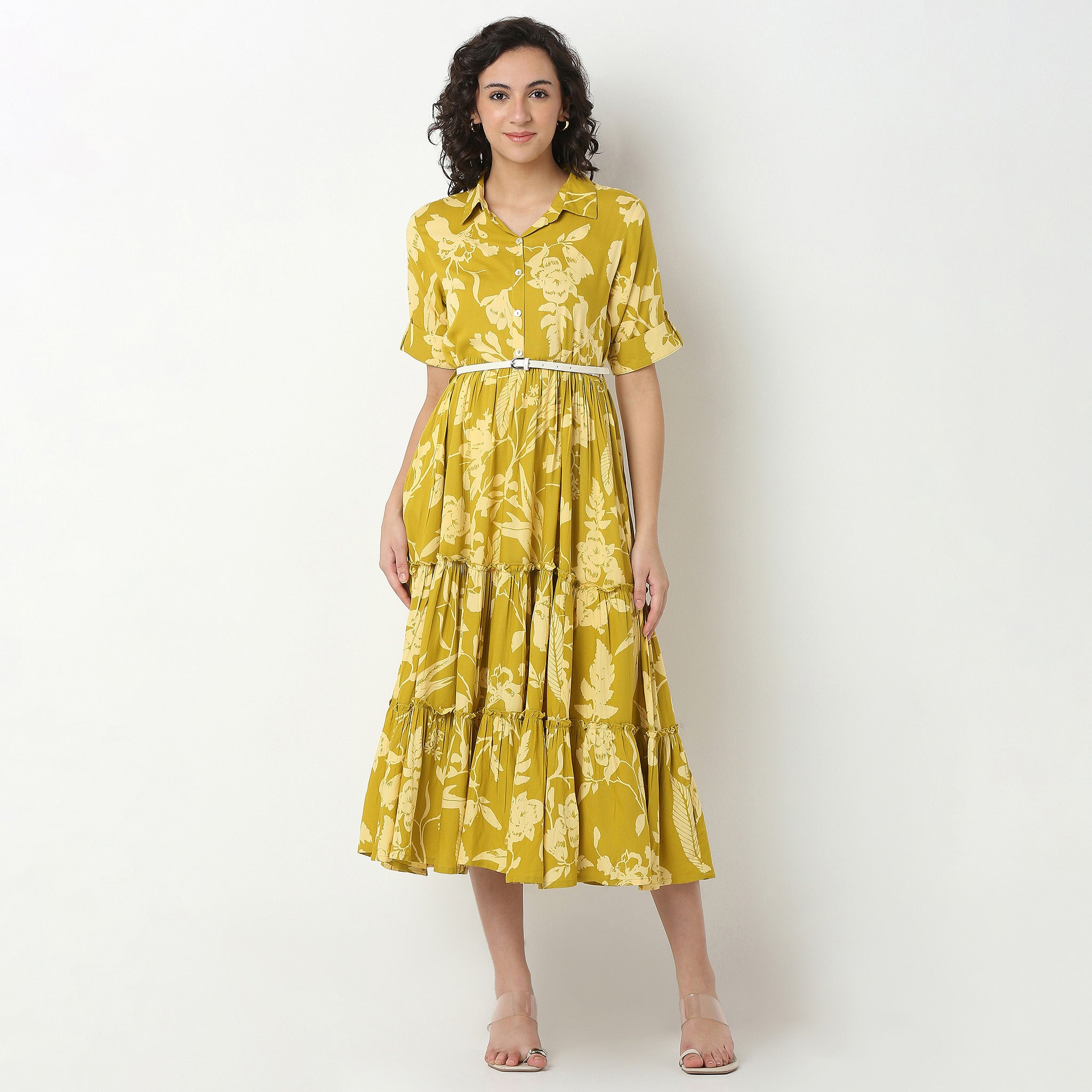 Printed Rayon Flared Dress