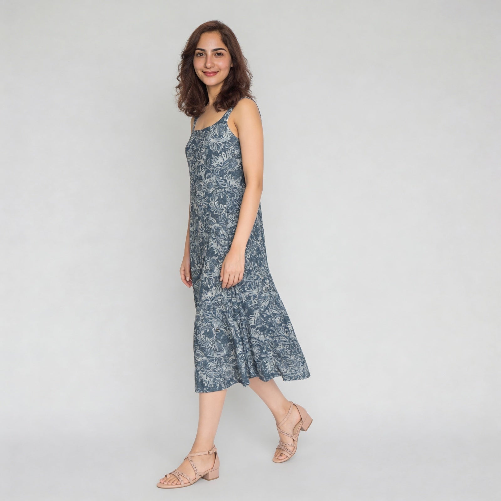 Printed Boat Neck Dress