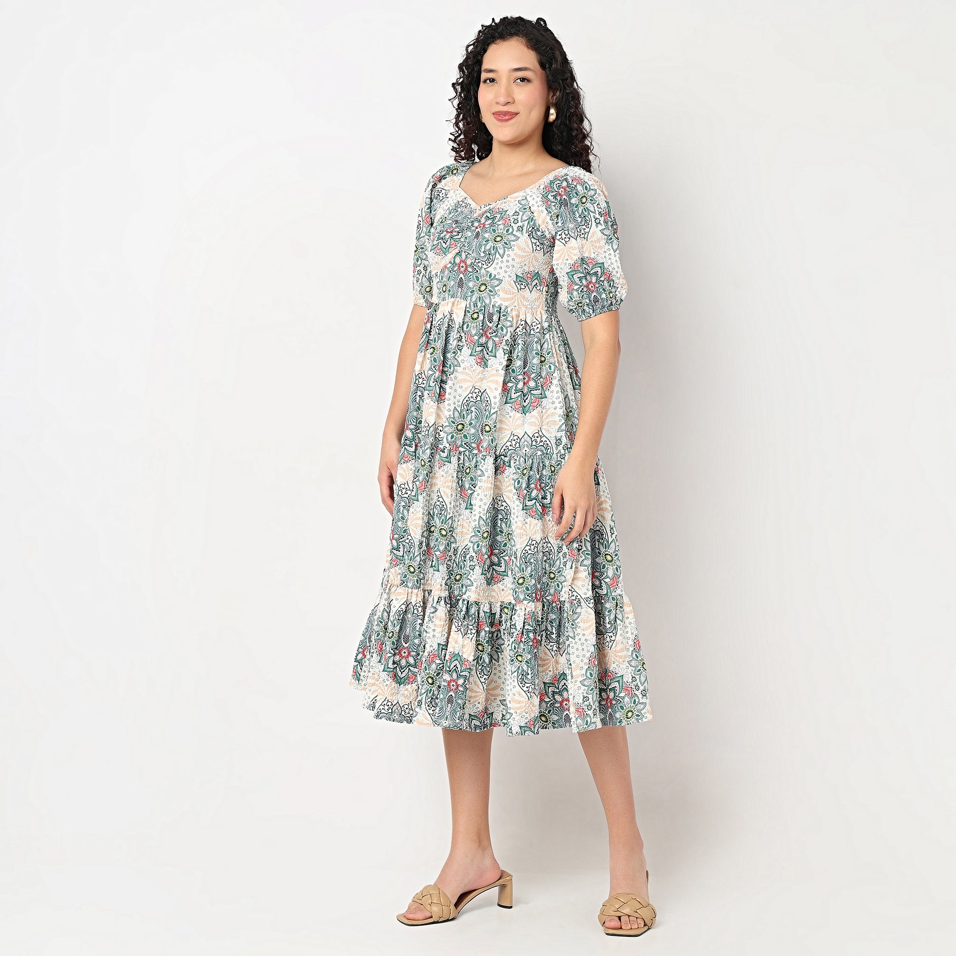 Printed Tiered Dress