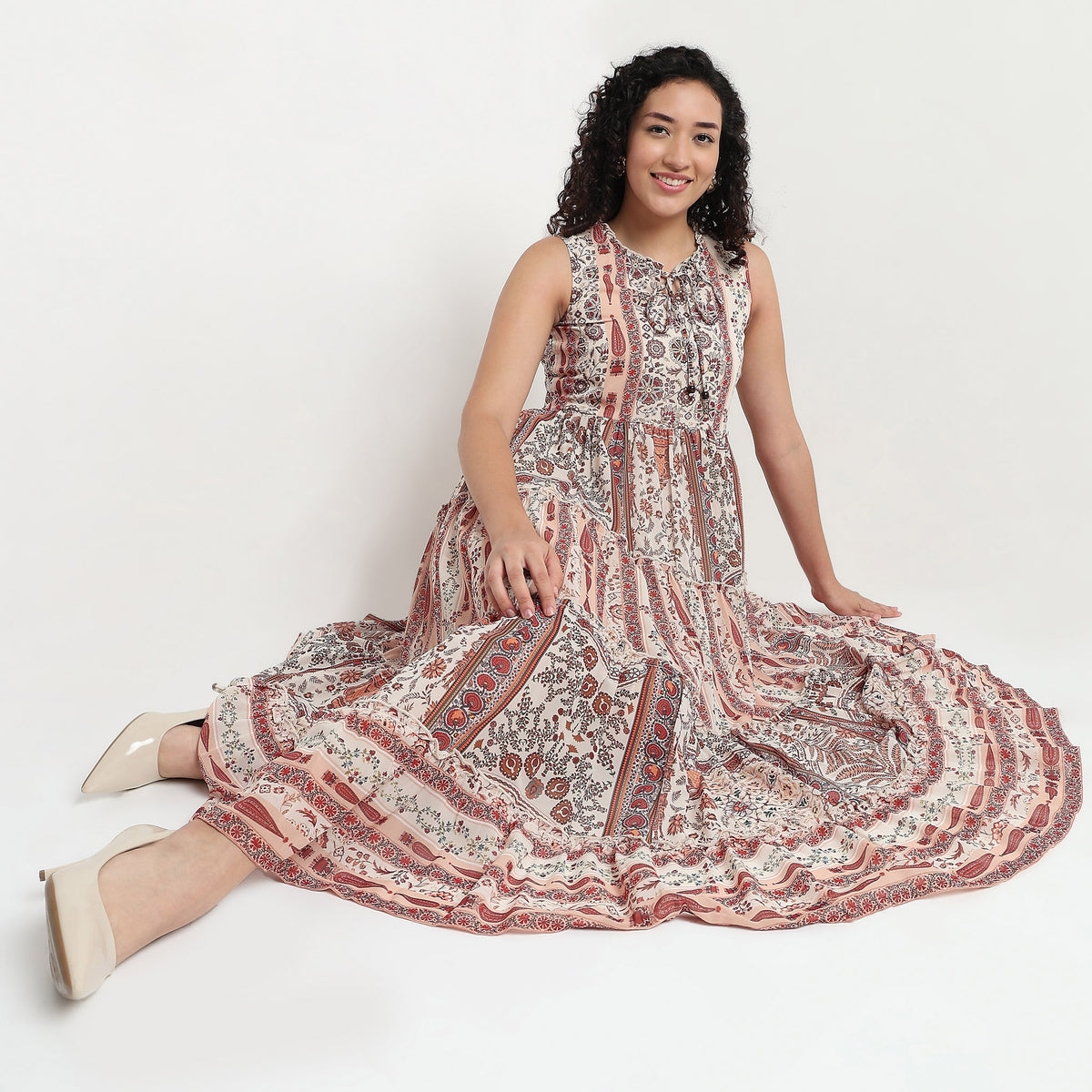 Buy Women Flare Fit Printed Sleeveless Dress  - Style Union