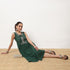 Embroidered Tie Up Neck Tiered Dress With Elasticated Sleeve