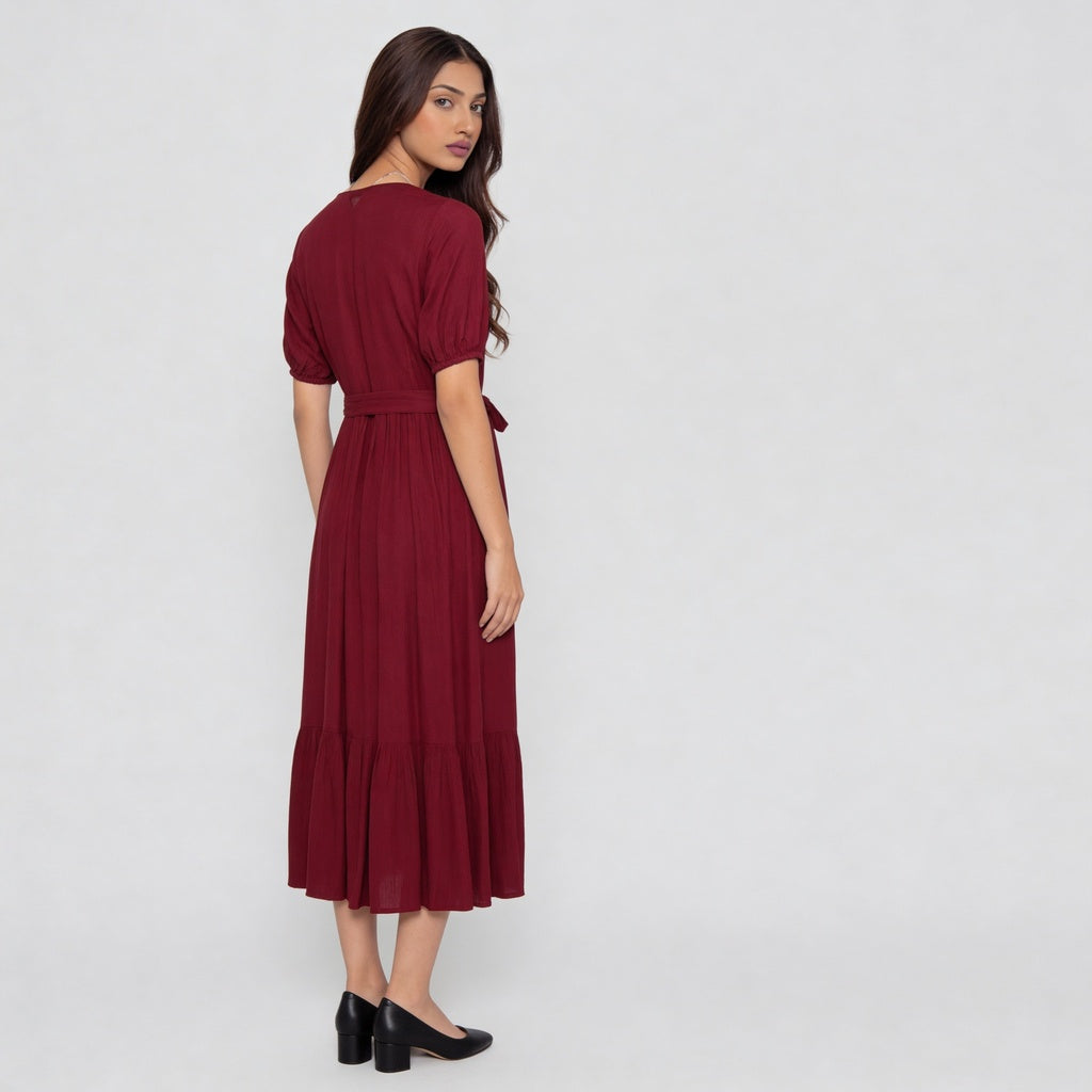 V-Neck Embroidered Dress