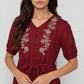 V-Neck Embroidered Dress
