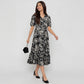 V-Neck Printed Tiered Dress