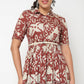 Camp Collar Tiered Floral Dress with Belt