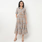 Order Now Women Printed Camp Collar Flared Flare Fit Ethnic Wear Dress by Style Union