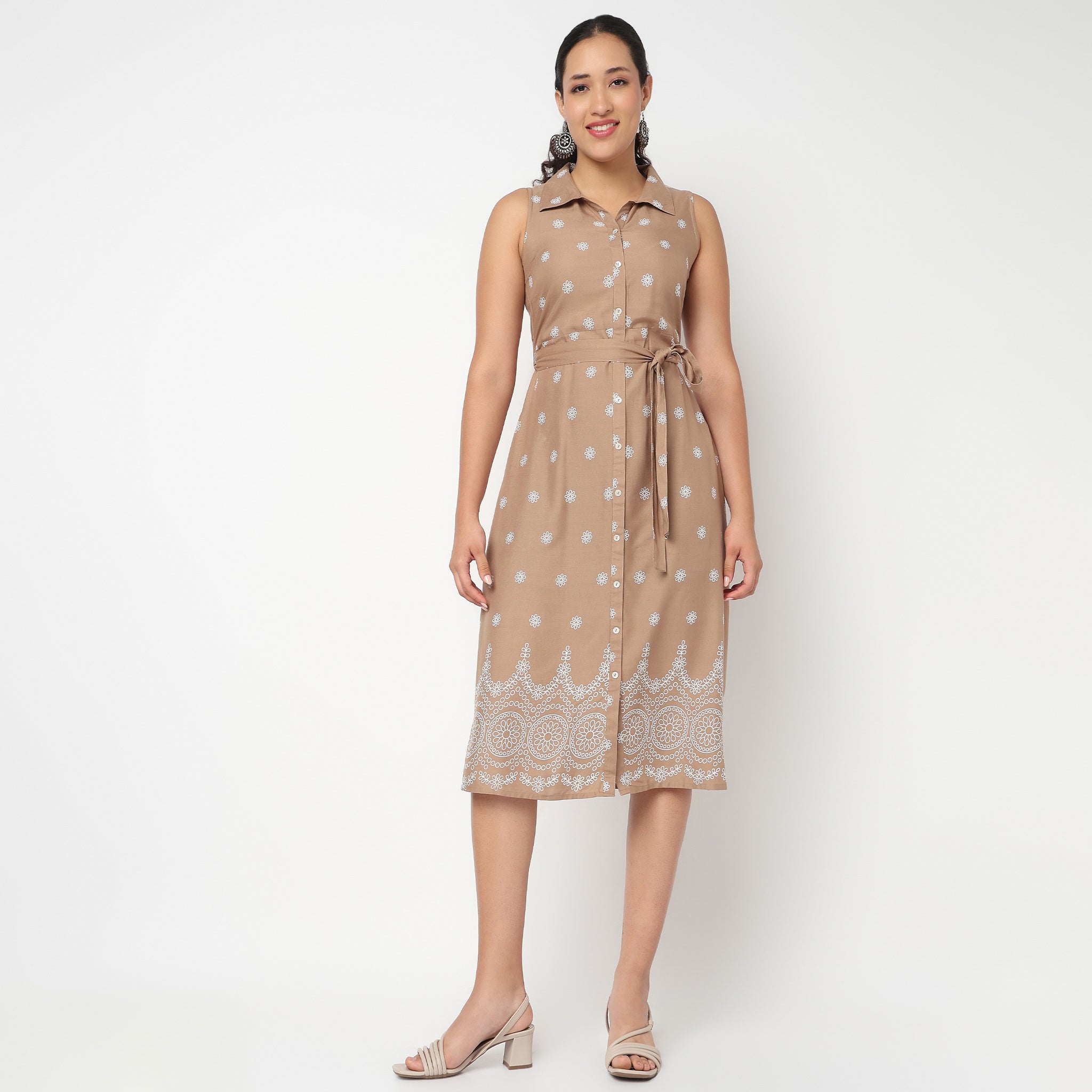 Emroidered Shirt Sleevless Dress