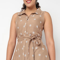 Emroidered Shirt Sleevless Dress