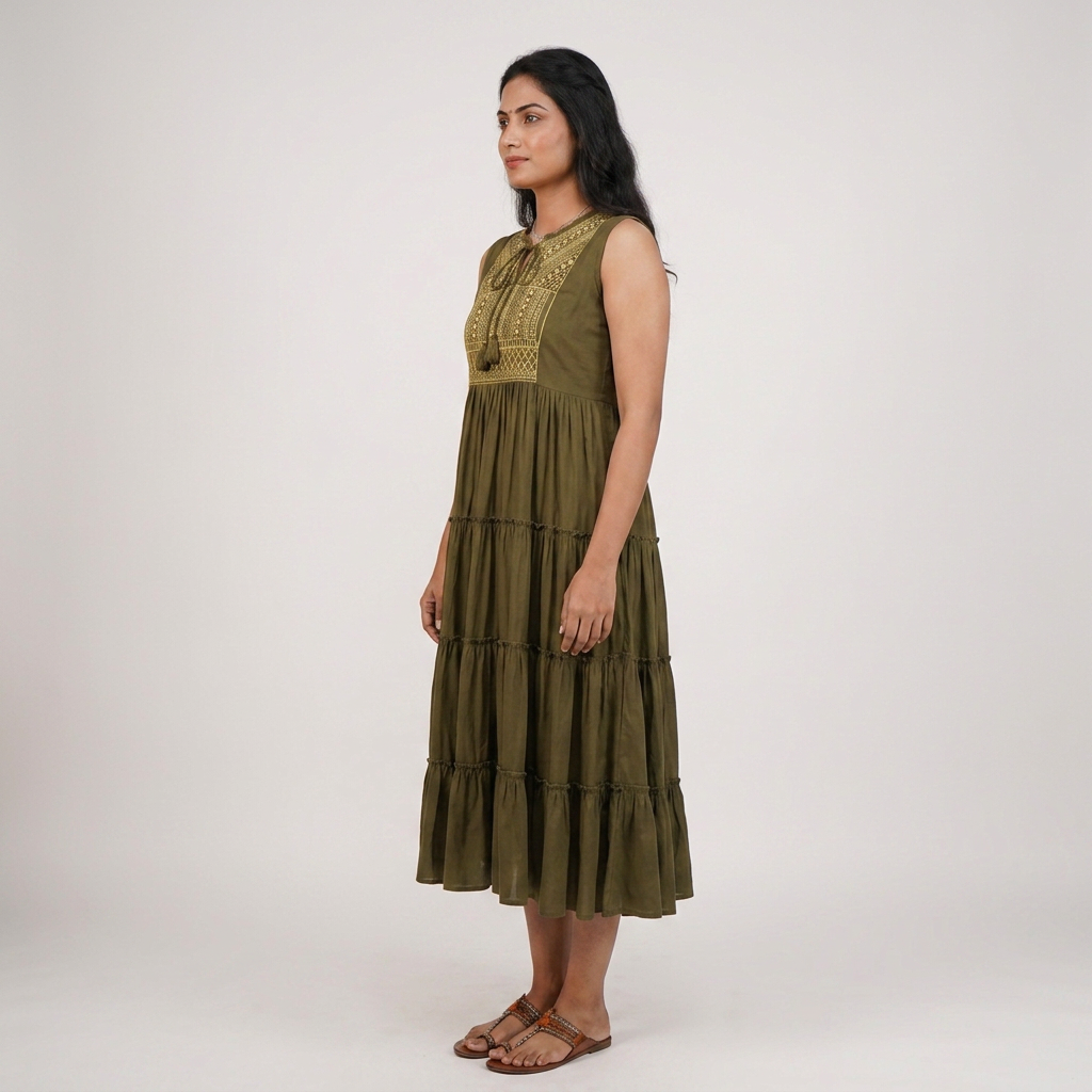 Embroidered Flared Dress