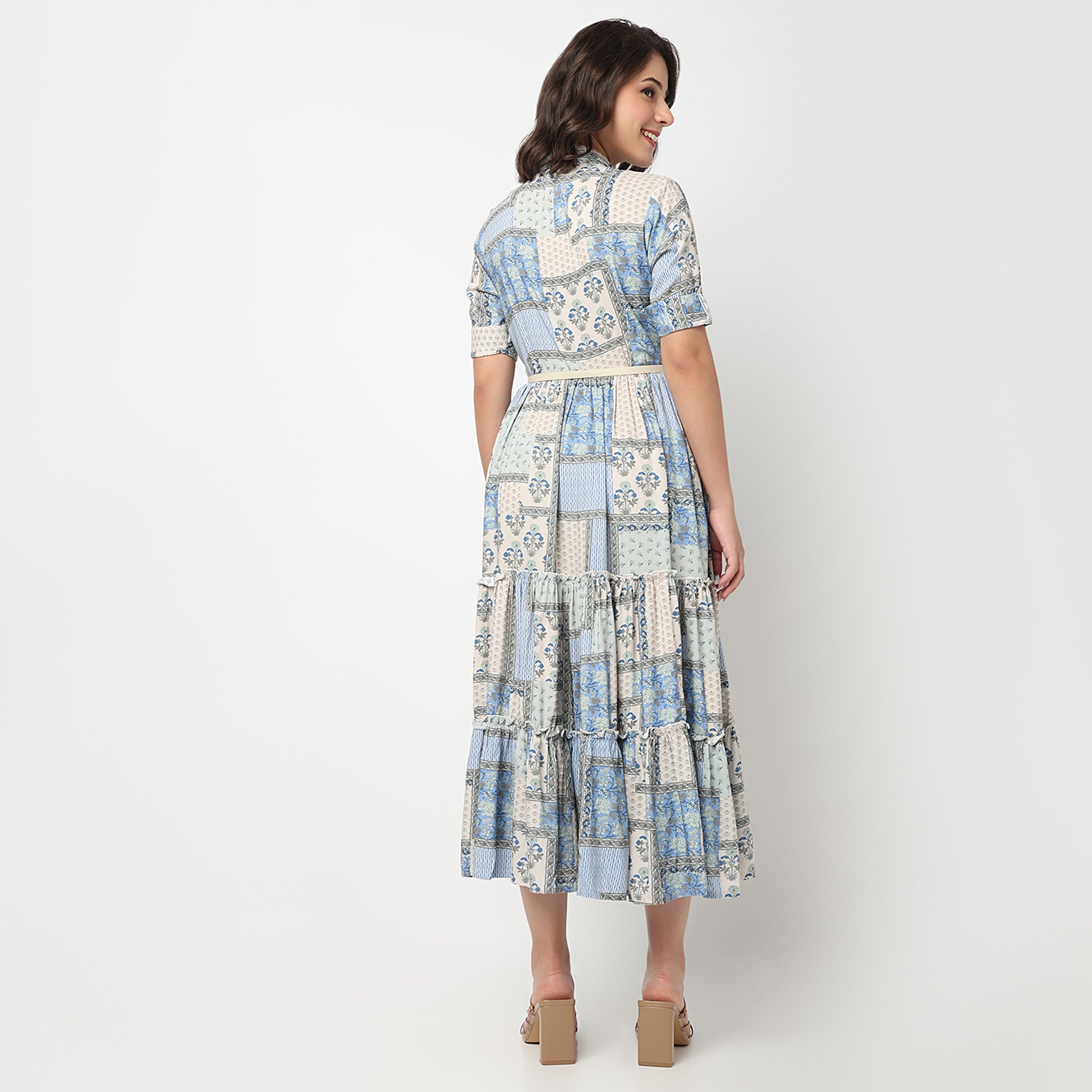 Sleeveless Tiered Shirt Dress