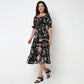 Tiered Floral Dress with Elasticated Sleeve