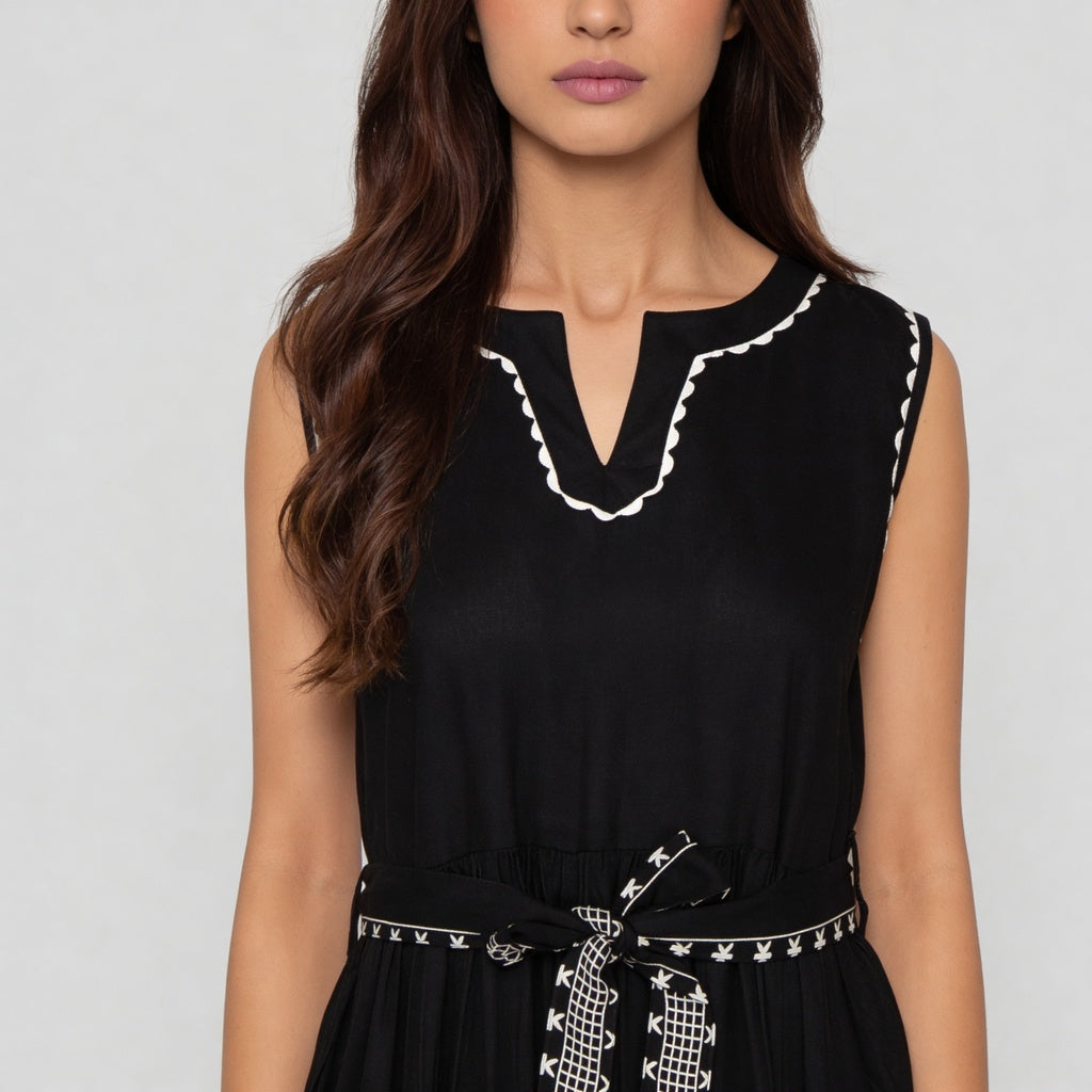 V-Neck Printed Tiered Dress