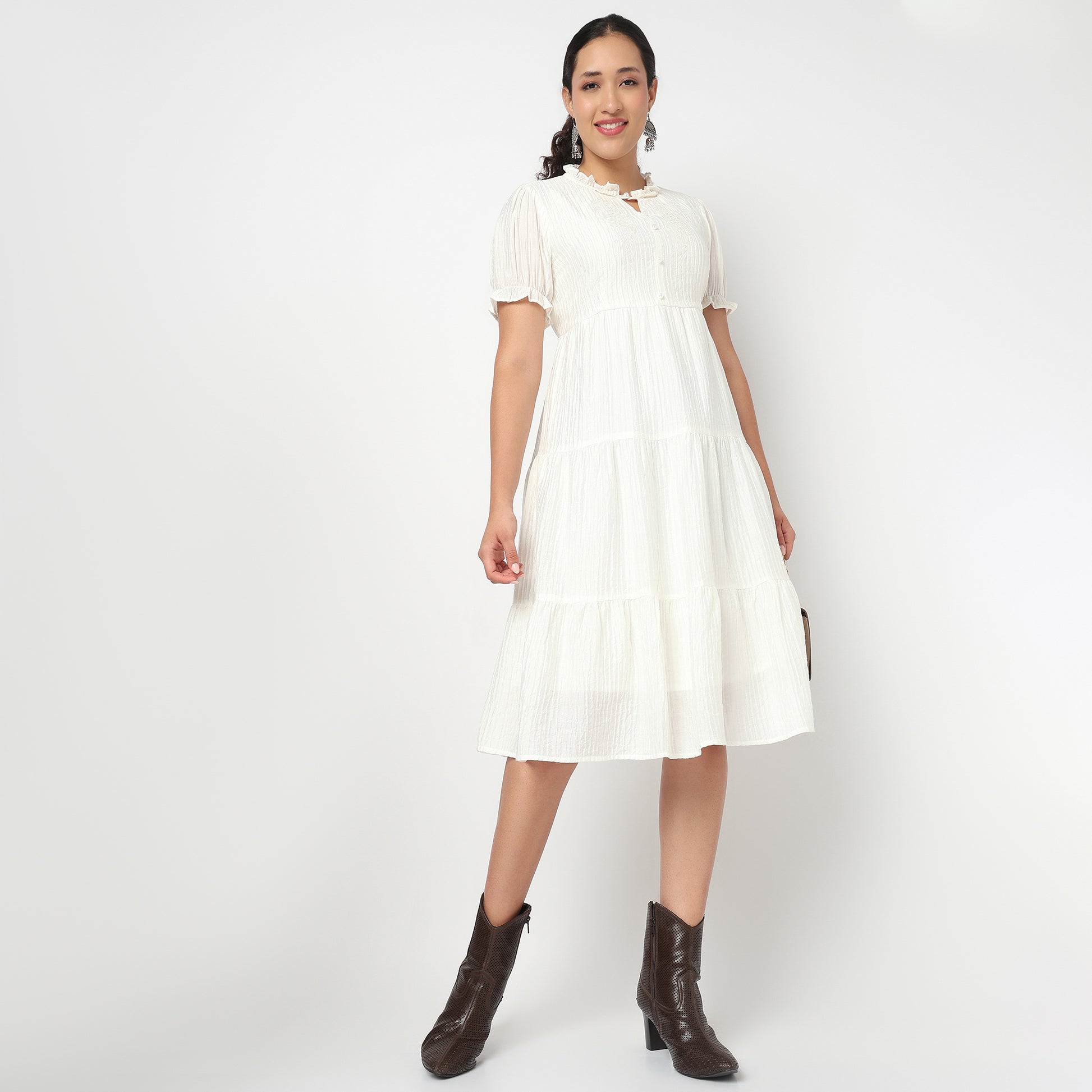 Round Neck Tiered Dress