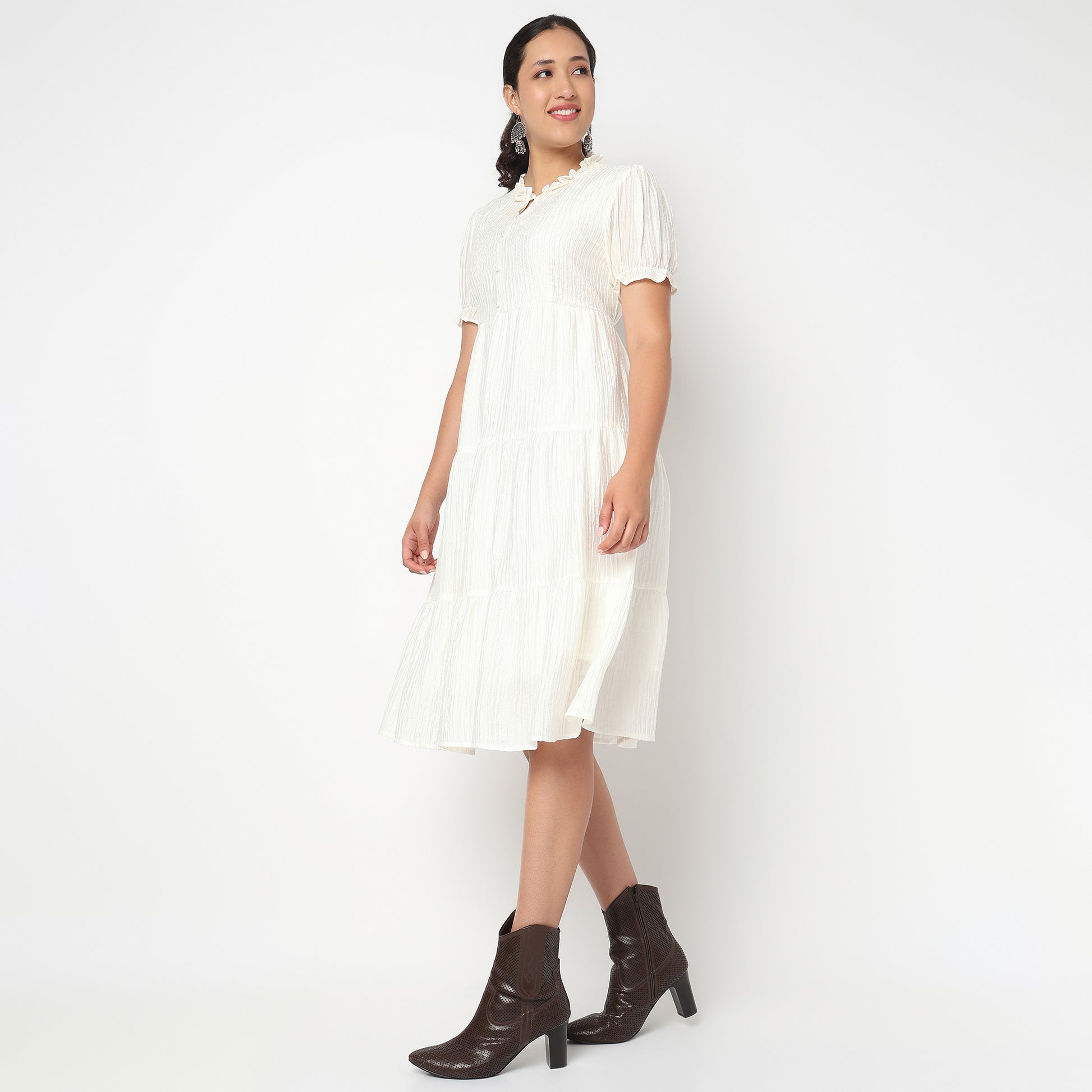 Round Neck Tiered Dress