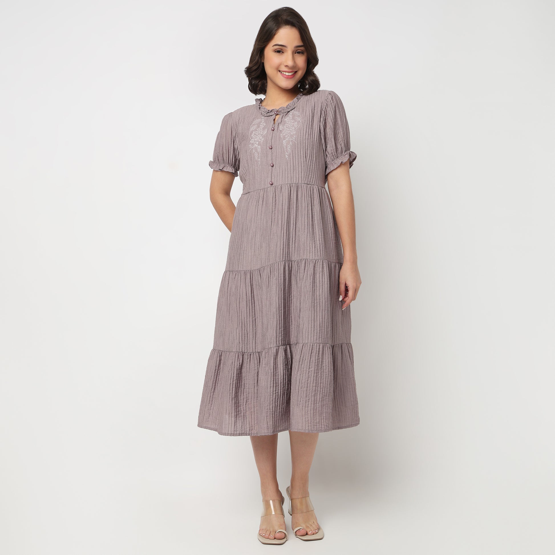 Round Neck Tiered Dress