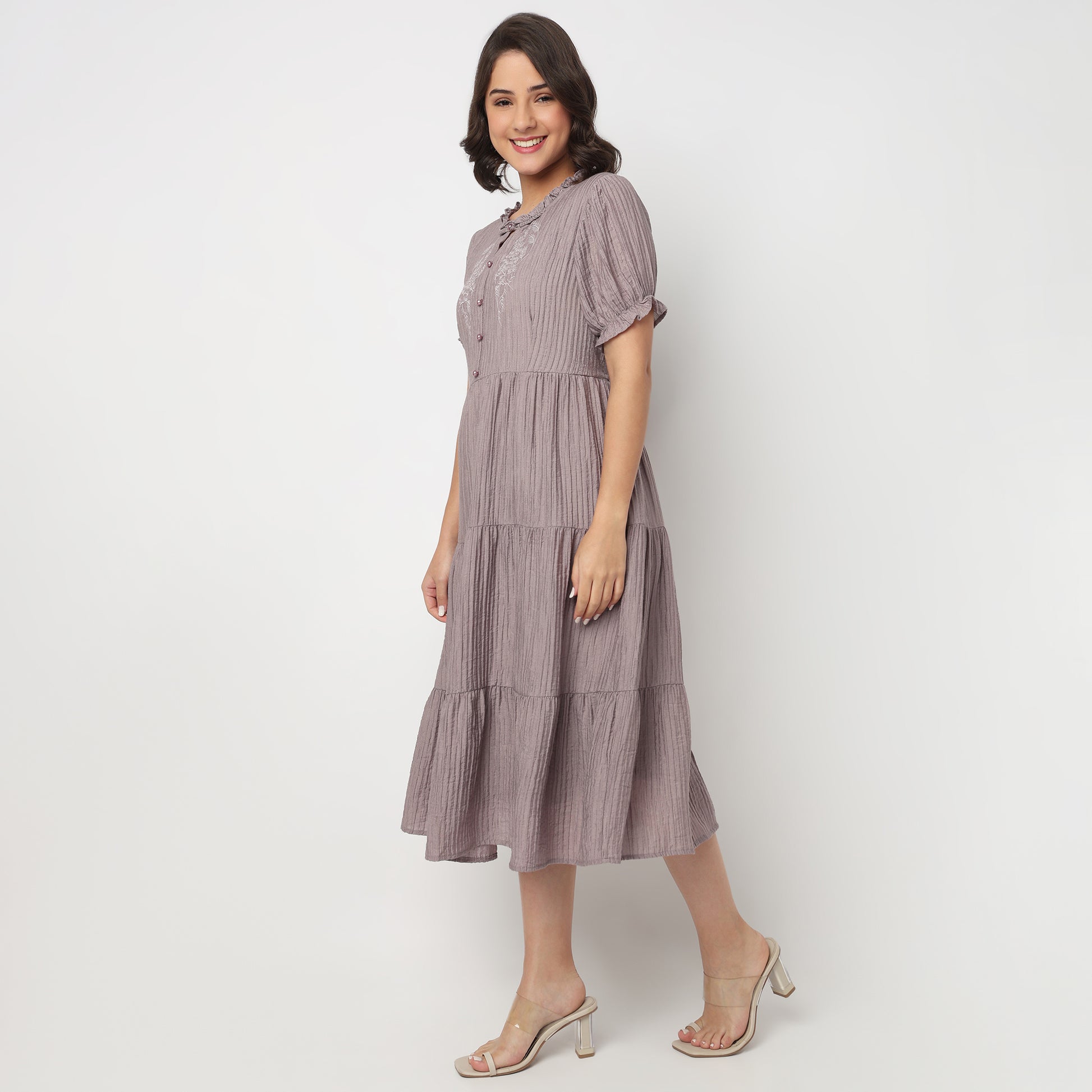 Round Neck Tiered Dress