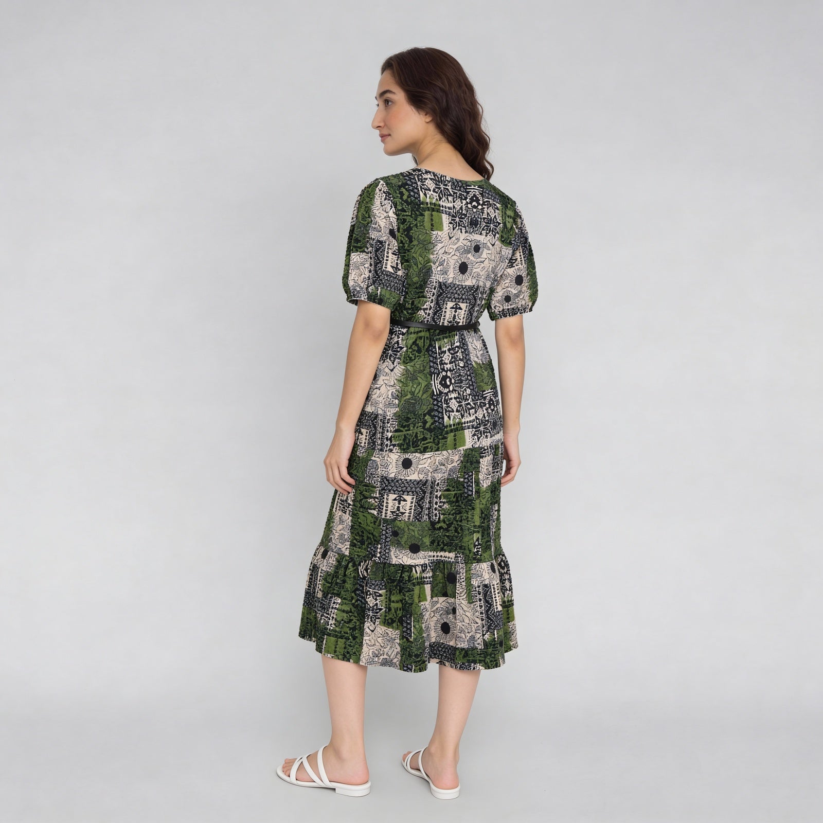 Polyester Printed Three-Fourth Sleeve Dress