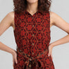 Printed Camp Collar Flared Belted Shirt Dress
