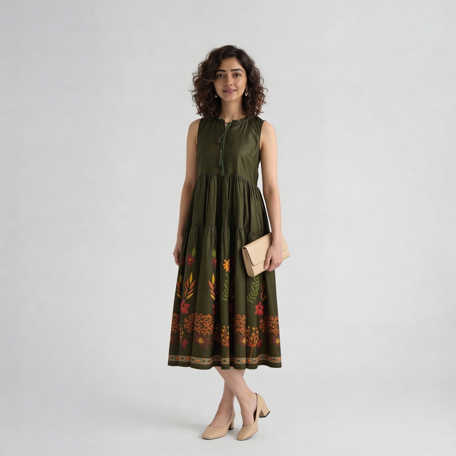 Polyester Printed Sleeveless Dress