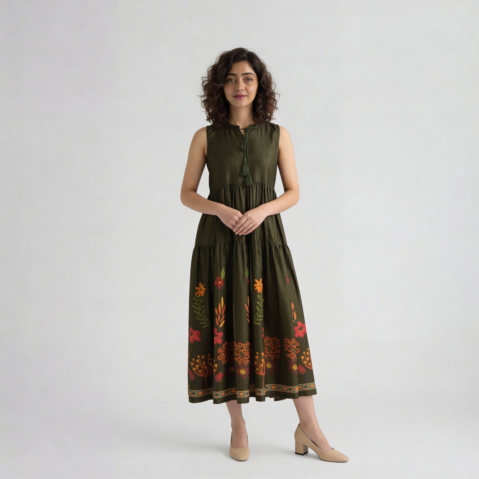 Polyester Printed Sleeveless Dress