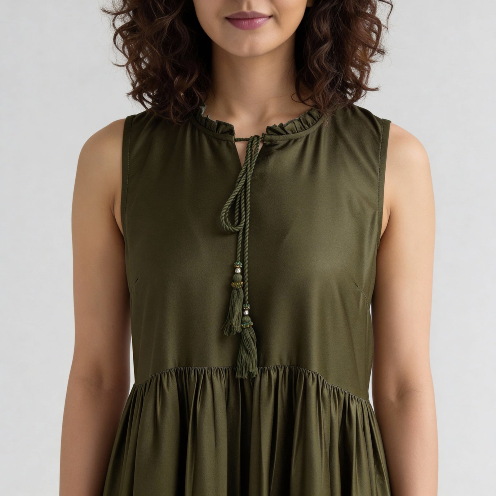 Polyester Printed Sleeveless Dress