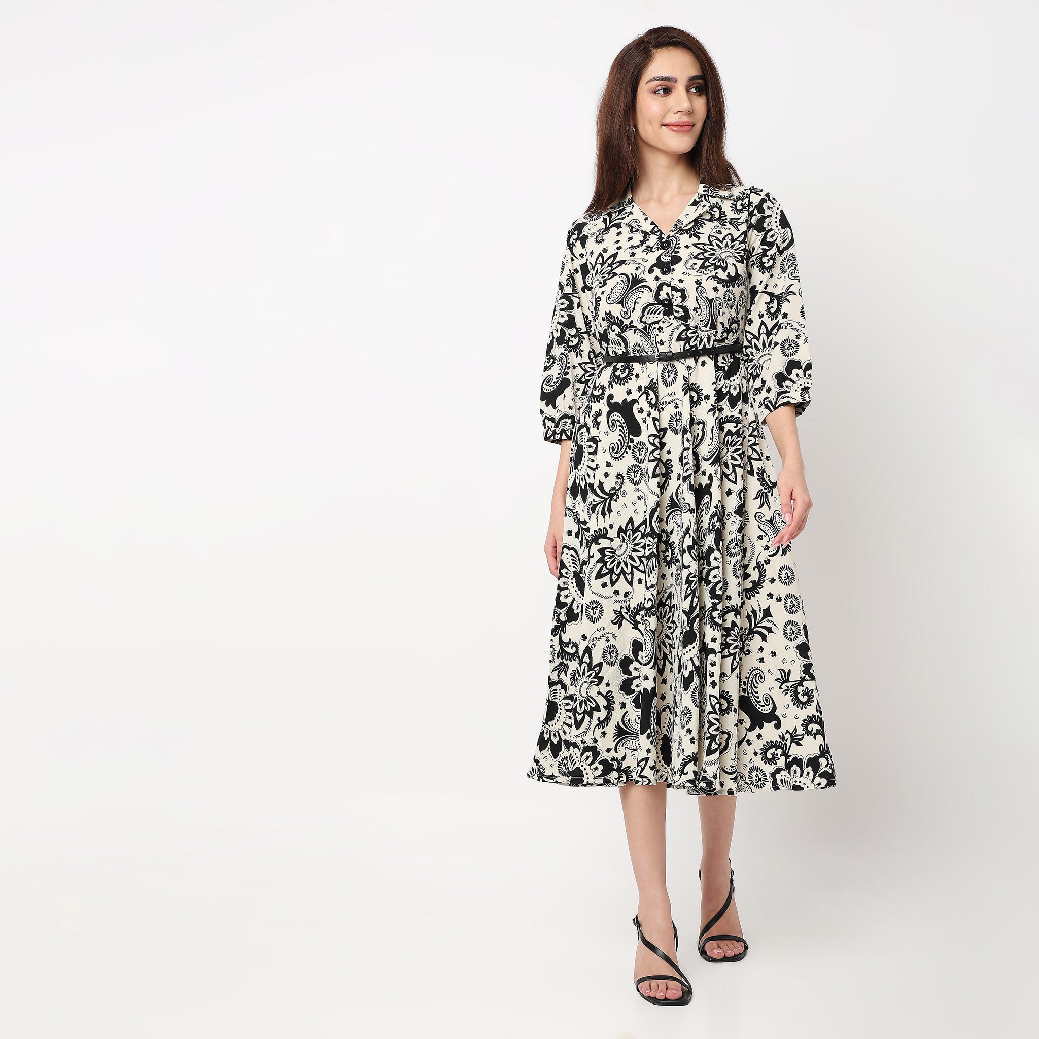 Lapel Collar Shirt Dress 