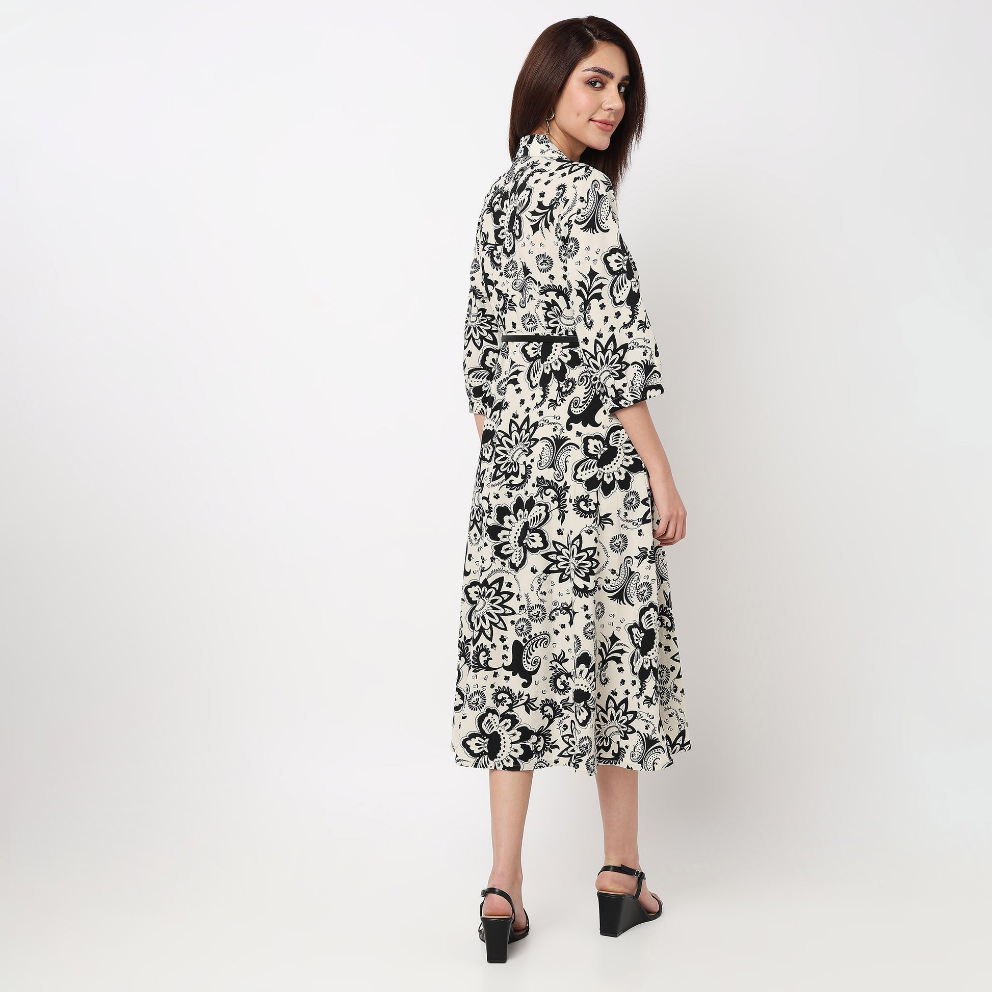 Lapel Collar Shirt Dress 