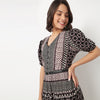 V-Neck Printed Tiered Dress