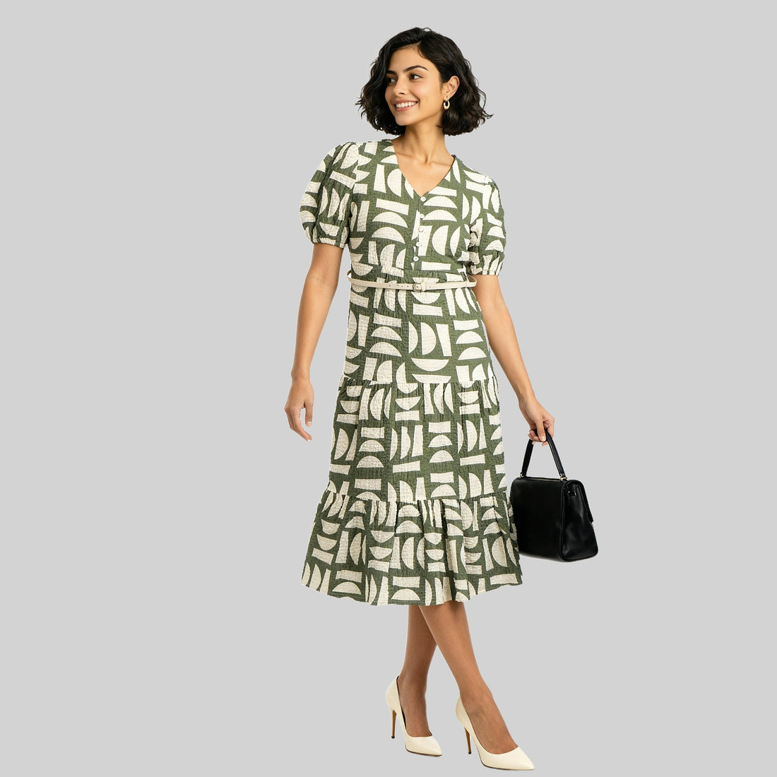 V-Neck Tiered Dress