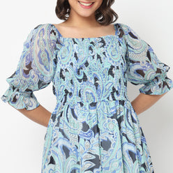 Printed Smocked Tiered Dress