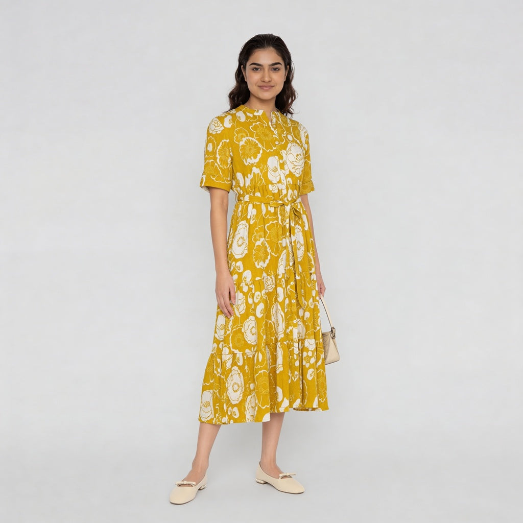 Full Placket Tiered Dress