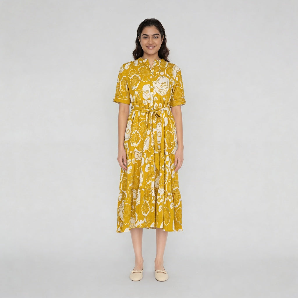 Full Placket Tiered Dress
