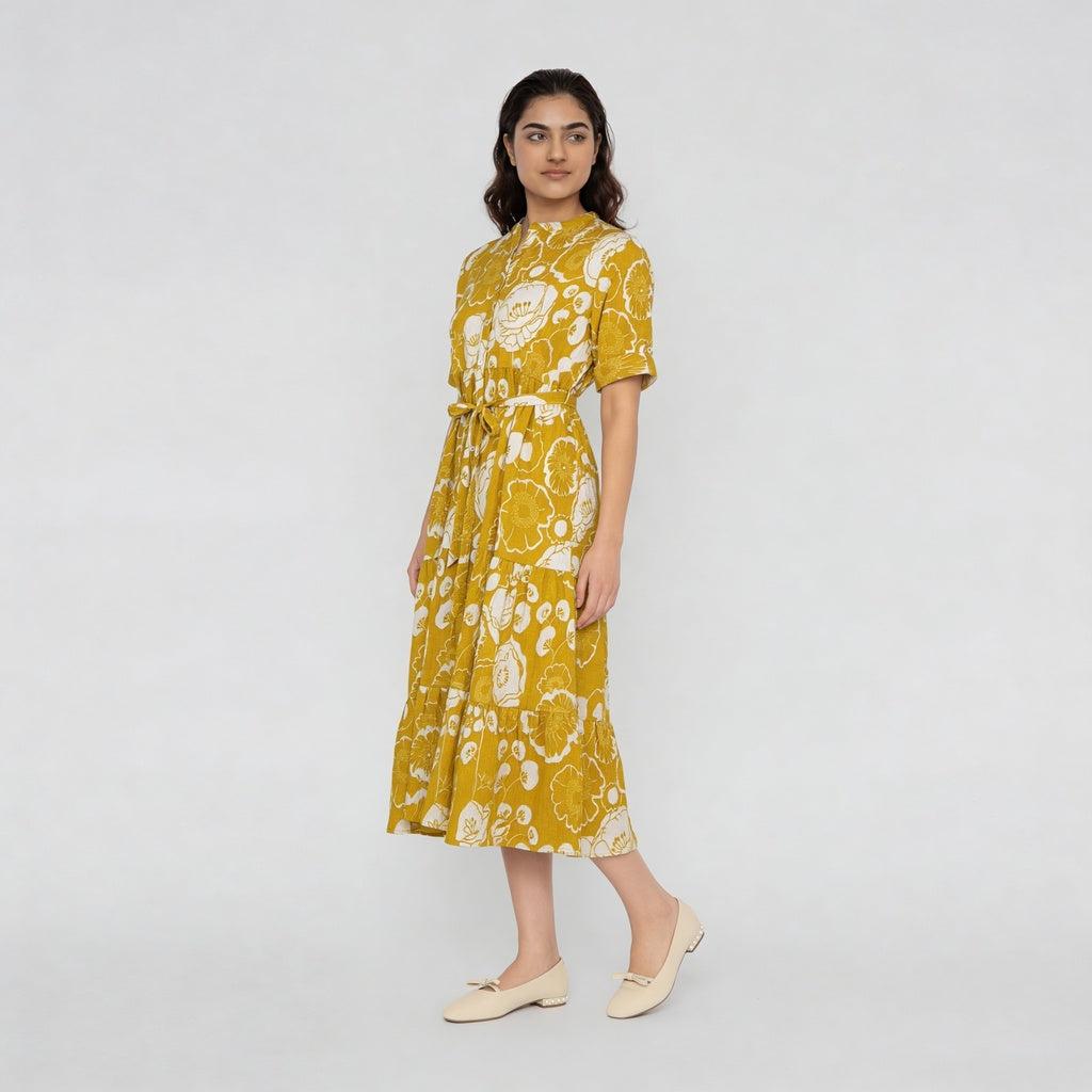 Full Placket Tiered Dress