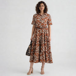 Polyester Printed Three-Fourth Sleeve Dress