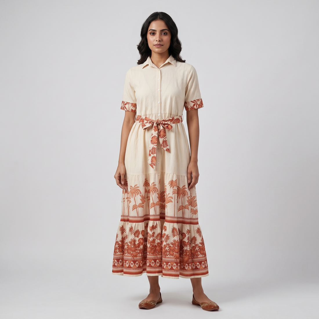 Printed Flared Shirt Dress