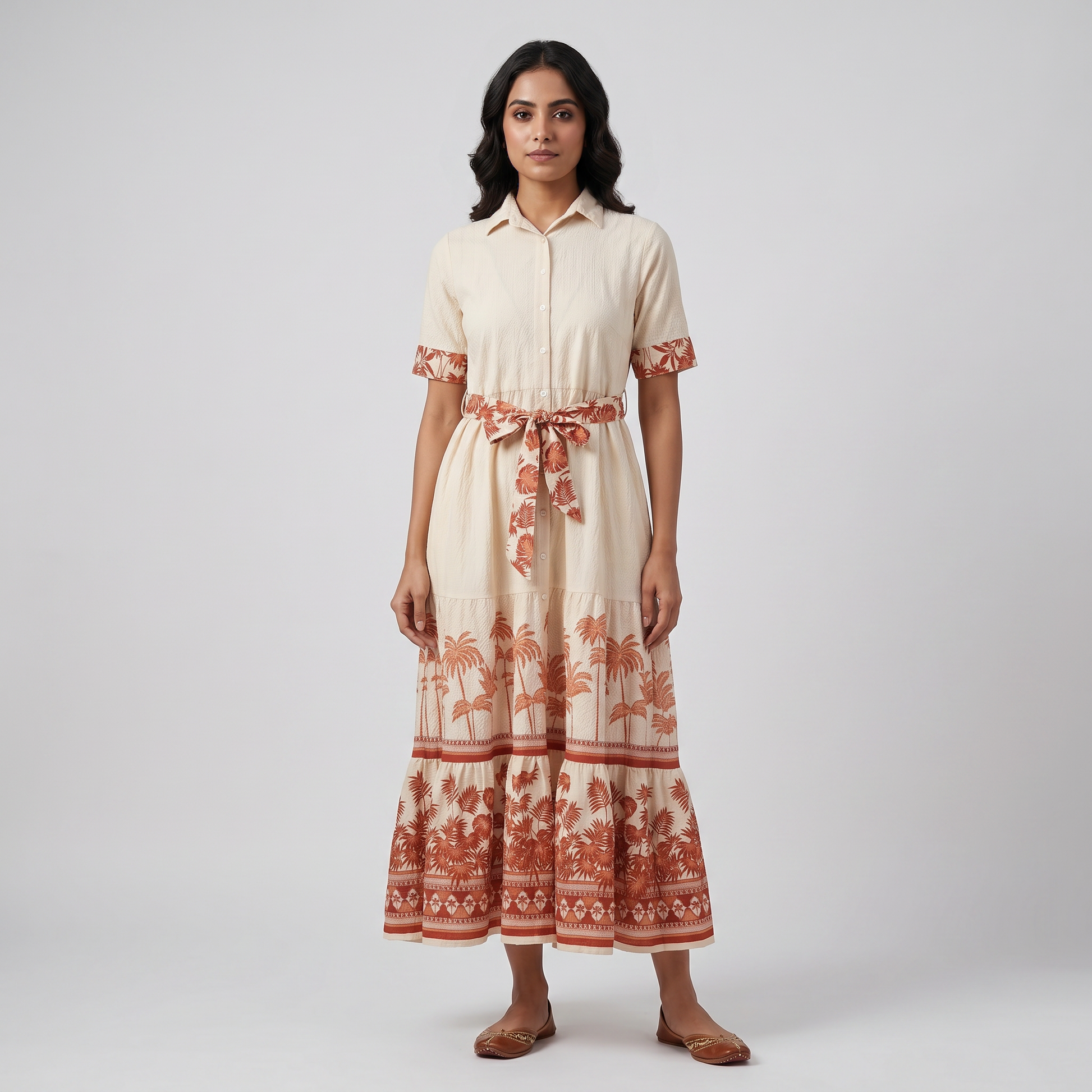 Printed Flared Shirt Dress