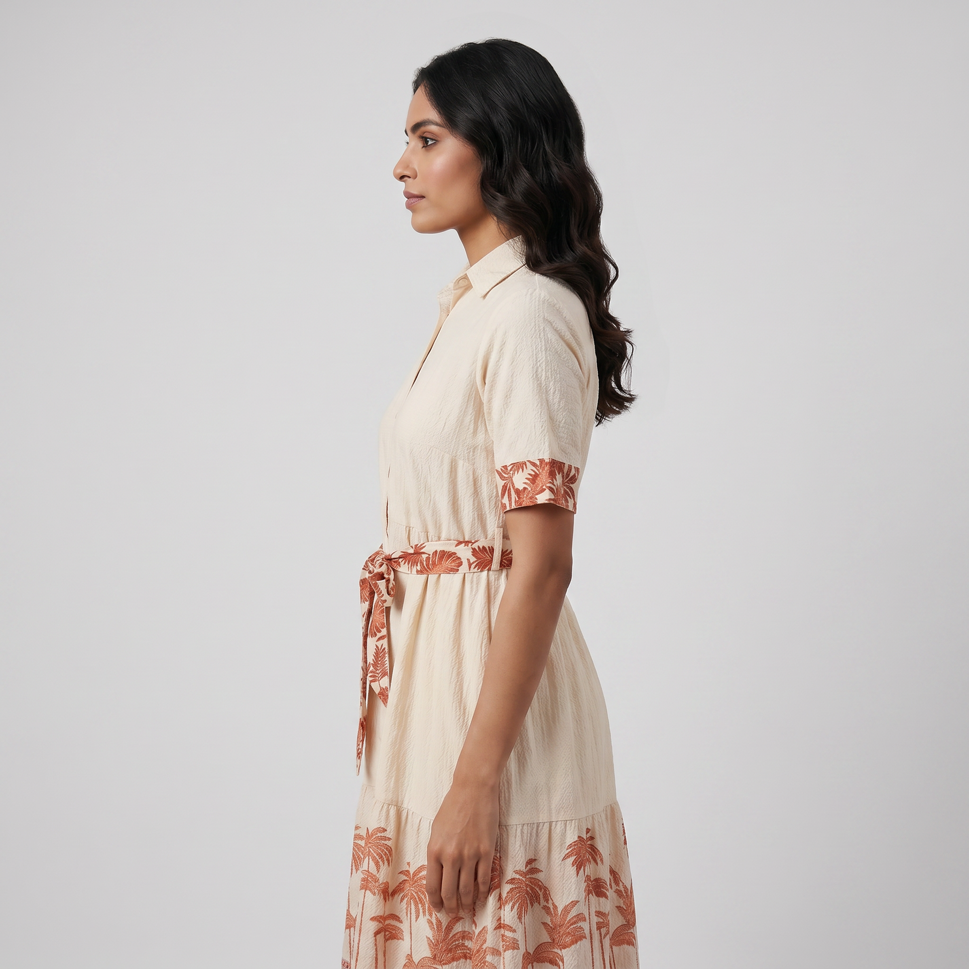 Printed Flared Shirt Dress