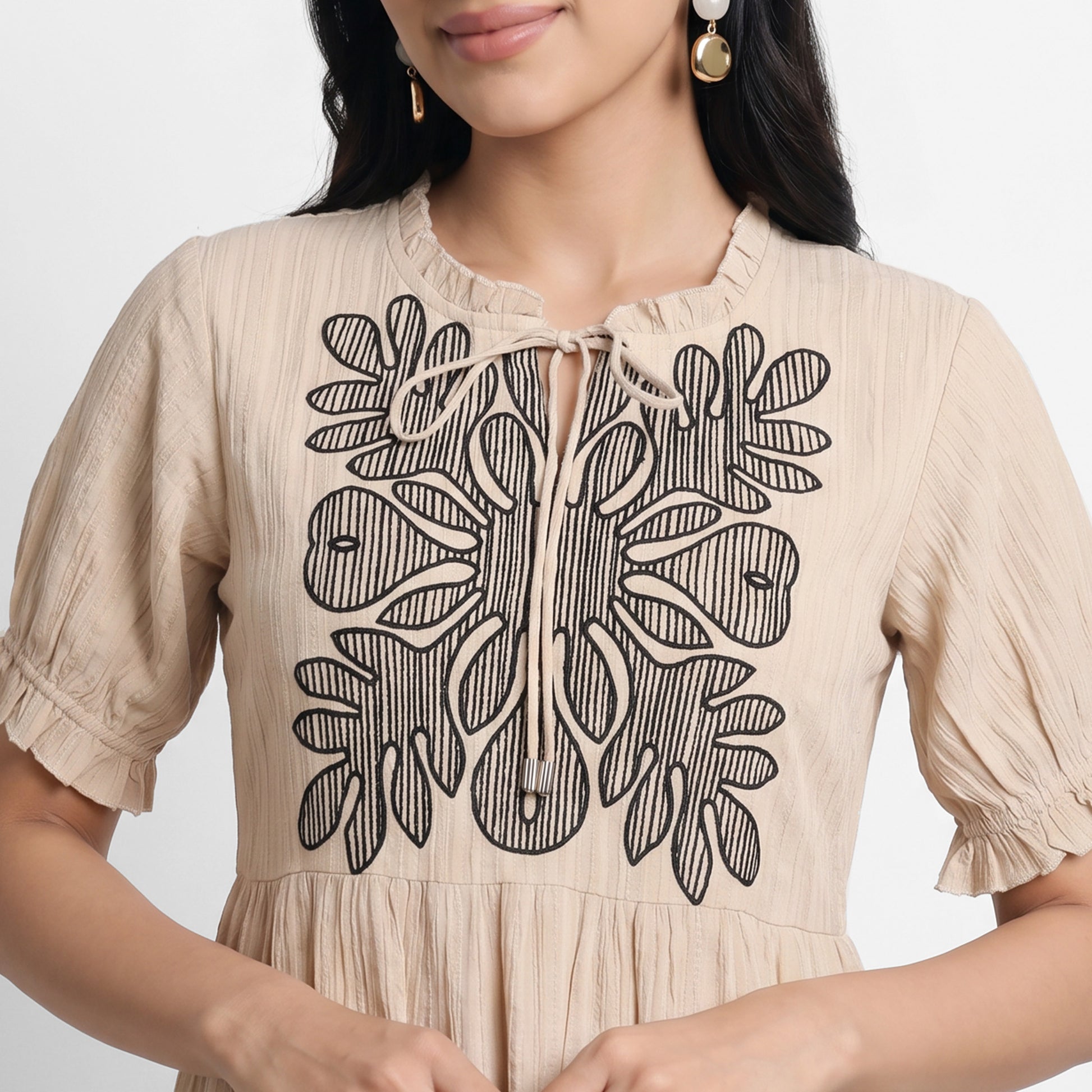 Embroidered Tiered Dress