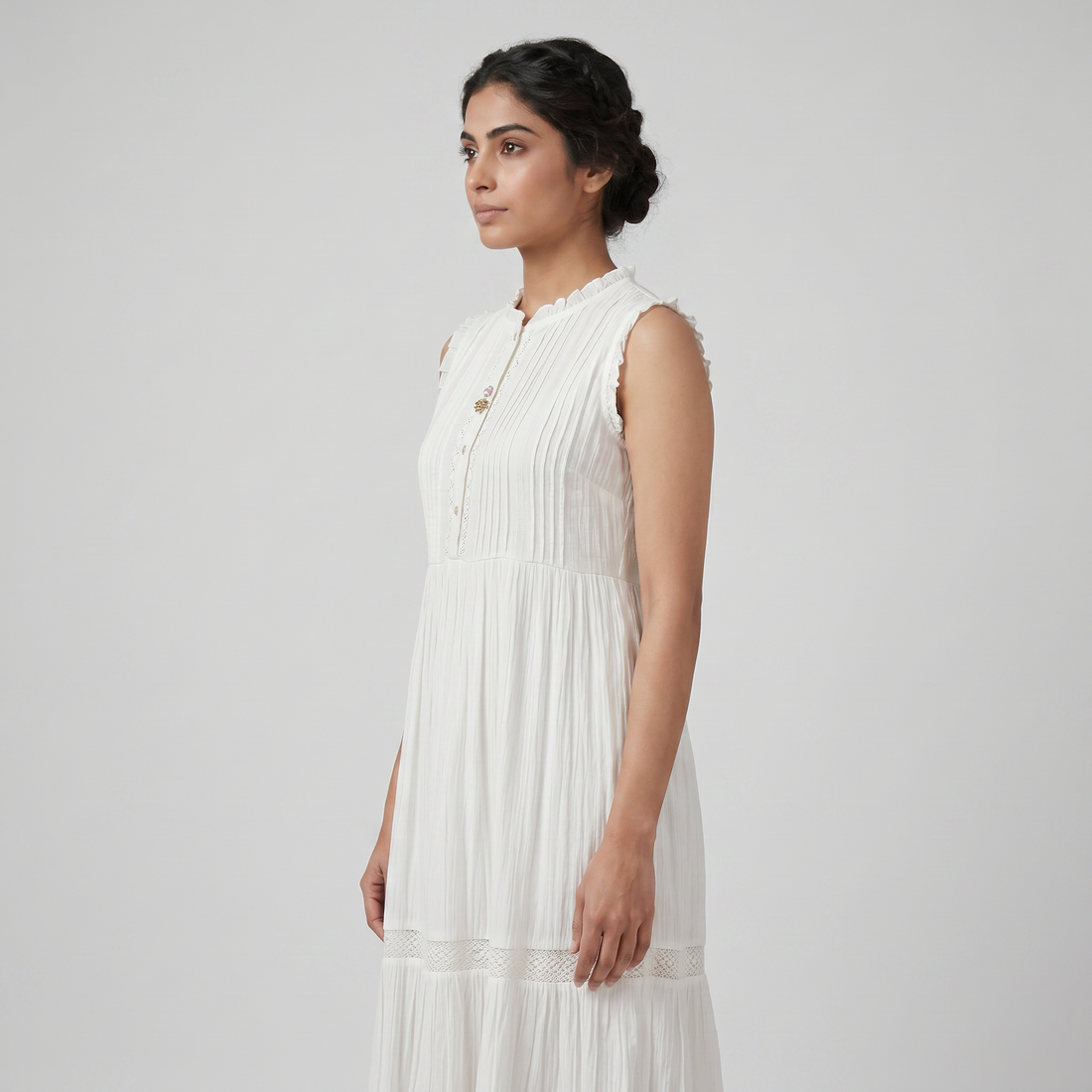 Solid Flared Tiered Dress