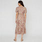Printed V-Neck Tiered Dress