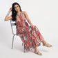 Printed V-Neck Tiered Dress
