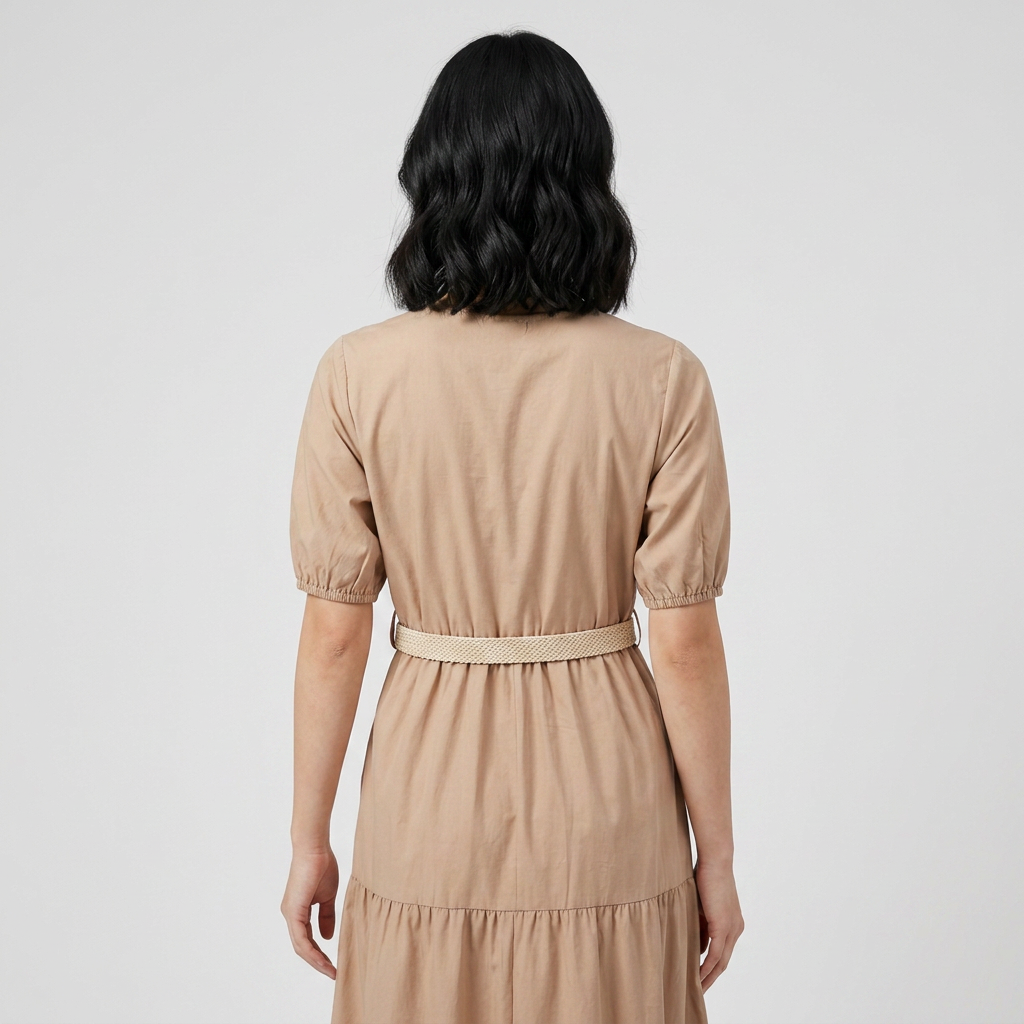 Embroidered Tiered Shirt Dress