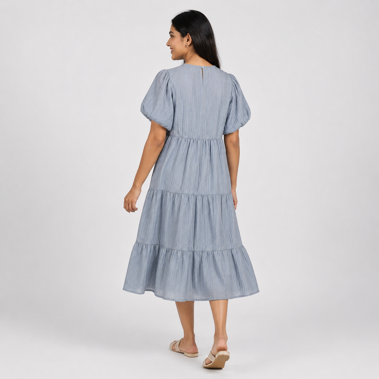 Embroidered Tiered Dress